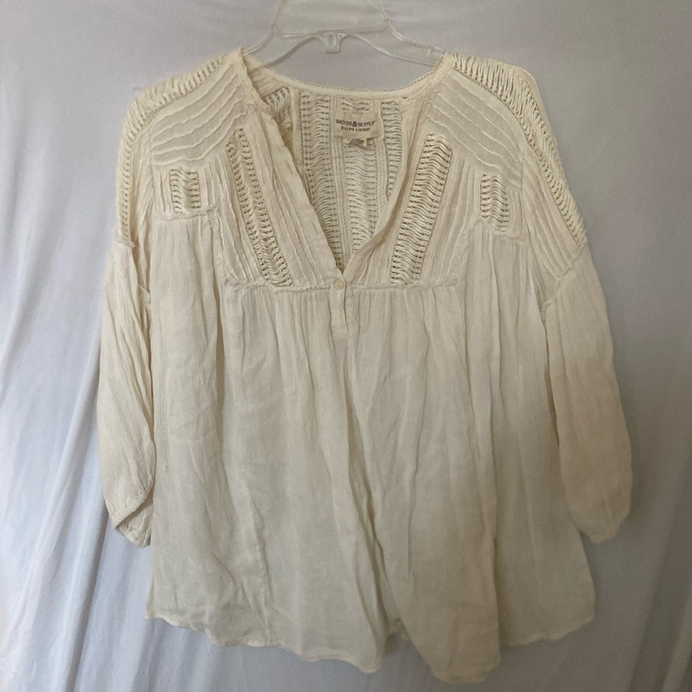 Denim & supply ralph lauren boho white cream shirt blouse medium $125 - Picture 2 of 6